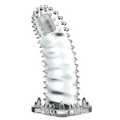 14 cm 4 cm Uzatmalı Eğik Titreşimli Şeffaf Penis Kılıfı - B1116