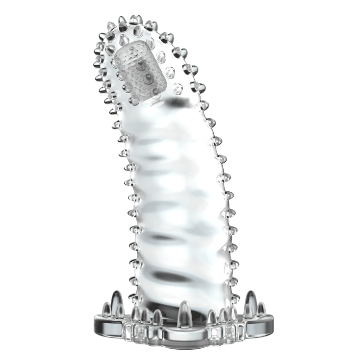 4 cm Uzatmalı Eğik Titreşimli Şeffaf Penis Kılıfı - CA-B1116