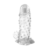 13,5 cm Klitoral Uyarıcılı Titreşimli Şeffaf Penis Kılıfı - B1118