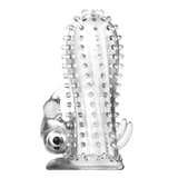 14 cm Titreşimli Şeffaf Tırtıklı Penis Kılıfı - B1057