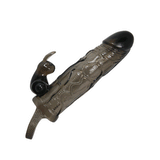 3,5 cm Uzatmalı Titreşimli Klitoris Uyarıcılı Zenci Penis Kılıfı - B1209