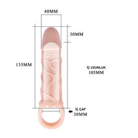 %10 İndirimli - 3 cm Dolgulu Penis Kılıfı Uzatmalı Prezervatif Dildo - CA-B1188
