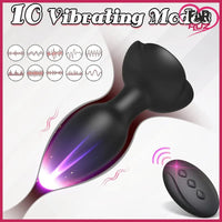 Black Dotted Titreşimli Kumandalı Anal Plug - FA-039