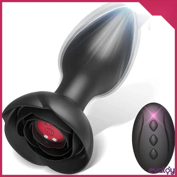Black Dotted Titreşimli Kumandalı Anal Plug - FA-039