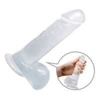 19 cm Belden Bağlamalı Şeffaf Realistik Damarlı Vantuzlu Dildo Penis - BDM0871B