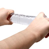 19 cm Belden Bağlamalı Şeffaf Realistik Damarlı Vantuzlu Dildo Penis - BDM0871B