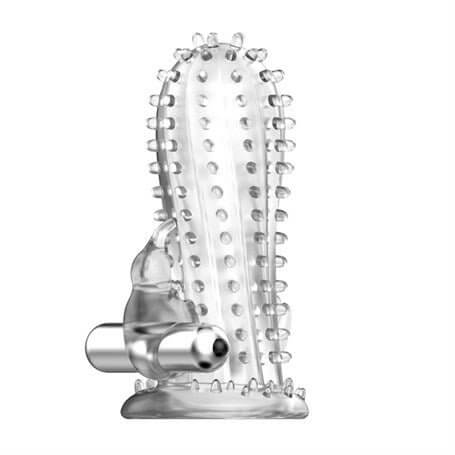 14 cm Titreşimli Şeffaf Tırtıklı Penis Kılıfı - B1057