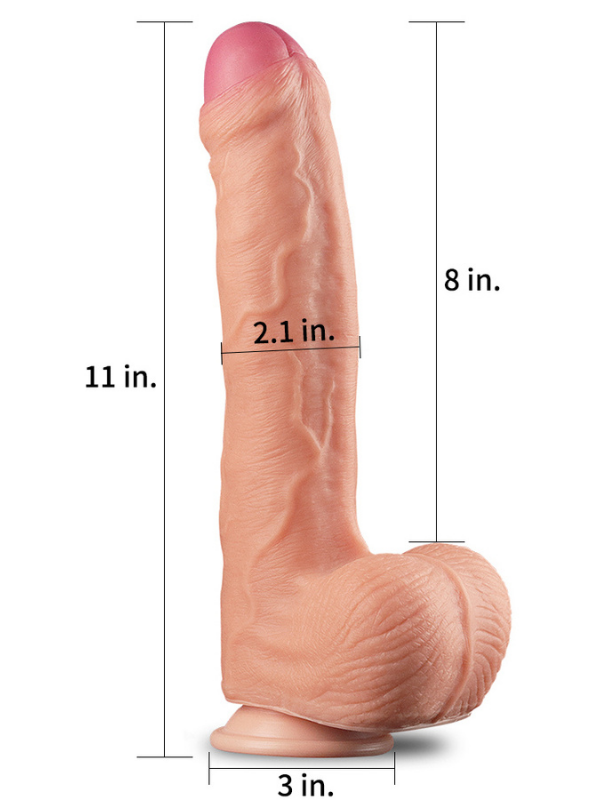 Censan 11 İnç Dual Layer Platinum Silicone Cock - C-LV411011