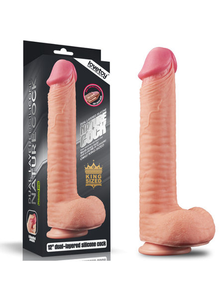 Censan 12 İnç Dual Layered Platinum Silicone Cock Dildo - C-LV411013