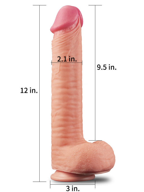 Censan 12 İnç Dual Layered Platinum Silicone Cock Dildo - C-LV411013