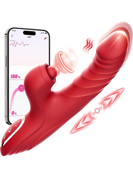 Censan 4in1 – Kırmızı Zarafet, Dört Fonksiyon Bir Arada Telefon Aplikasyonlu Modern Vibratör - C-7670