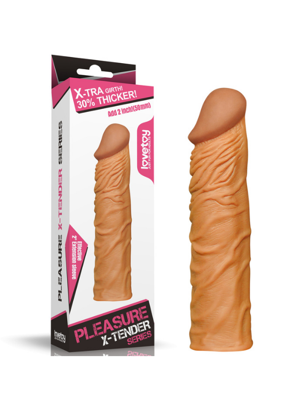 Censan Add 2" Pleasure X Tender Penis Sleeve Brown - C-LV1052Brown