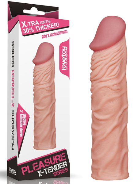 Censan Add 2" Pleasure X Tender Penis Sleeve Flesh - C-LV1052Flesh