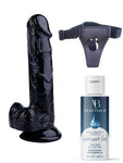 Censan Belden Bağlamalı Kayganlaştırıcı Set Noctis 20cm Siyah Dildo No:17 - C-7715SET