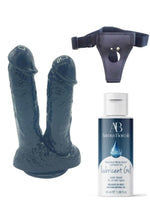 Censan Belden Bağlamalı Kayganlaştırıcı Set Noctis 21cm Siyah Çiftli Dildo No:61 - C-7741SSET