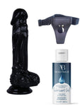 Censan Belden Bağlamalı Kayganlaştırıcı Set Noctis 21cm Siyah Dildo No:64 - C-7743SSET