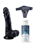 Censan Belden Bağlamalı Kayganlaştırıcı Set Noctis 22,5cm Siyah Dildo No:55 - C-7737SSET