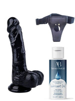 Censan Belden Bağlamalı Kayganlaştırıcı Set Noctis 22,5cm Siyah Dildo No:55 - C-7737SSET