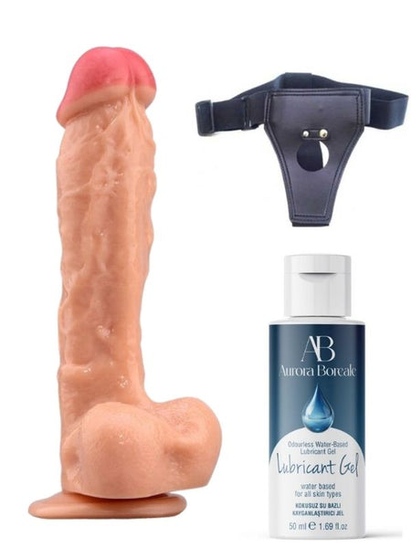 Censan Belden Bağlamalı Kayganlaştırıcı Set Noctis 23cm Realistik Dildo No:22 - C-7719SET