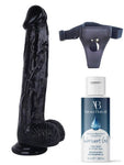 Censan Belden Bağlamalı Kayganlaştırıcı Set Noctis 30cm Siyah Dildo No:26 - C-7723SSET