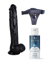 Censan Belden Bağlamalı Kayganlaştırıcı Set Noctis 30cm Siyah Dildo No:39 - C-7726SET