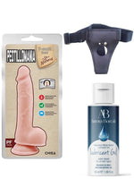 Censan Belden Bağlamalı Kayganlaştırıcı Set Peotillomania 19.5cm Gerçekçi Dildo - C-CH7209SET