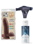 Censan Belden Bağlamalı Kayganlaştırıcı Set Sex Lure Kıkırdaklı Gerçekçi Dildo - 17.5cm Zenci - C-CH7295SET