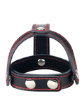 Censan Bondage Fetish T-Style Leather Cockring With Ball Divider - C-LV761005