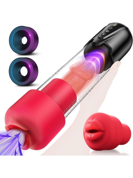 Censan Cafatop 3’ü 1 Arada Erkek Vakum Pompası ve Mastürbatörü – Elektrikli Otomatik Emiş, Penis Büyütücü ve 2 Yedek Kılıf + 3 Penis Halkası, Pembe İç Kılıf, USB Şarjlı - C-8239