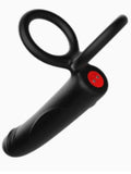 Censan Çift Penis Halkalı Titreşimli Prostat Masaj Aleti ve Dildo Vibratör - Geciktirici Etkili &amp; Testis Uyarıcı Esnek Silikon Anal Plug - C-MY-942