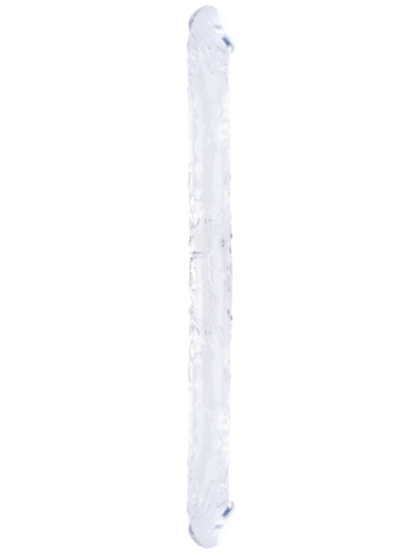 Censan Çift Taraflı Esnek Dildo 34 cm – Gerçekçi Dokulu Şeffaf Renk - C-S010B