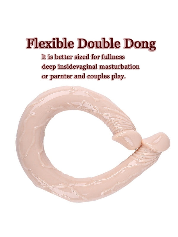 Censan Çift Taraflı Esnek Dildo 40 cm – Gerçekçi Dokulu Ten Renk - C-S011