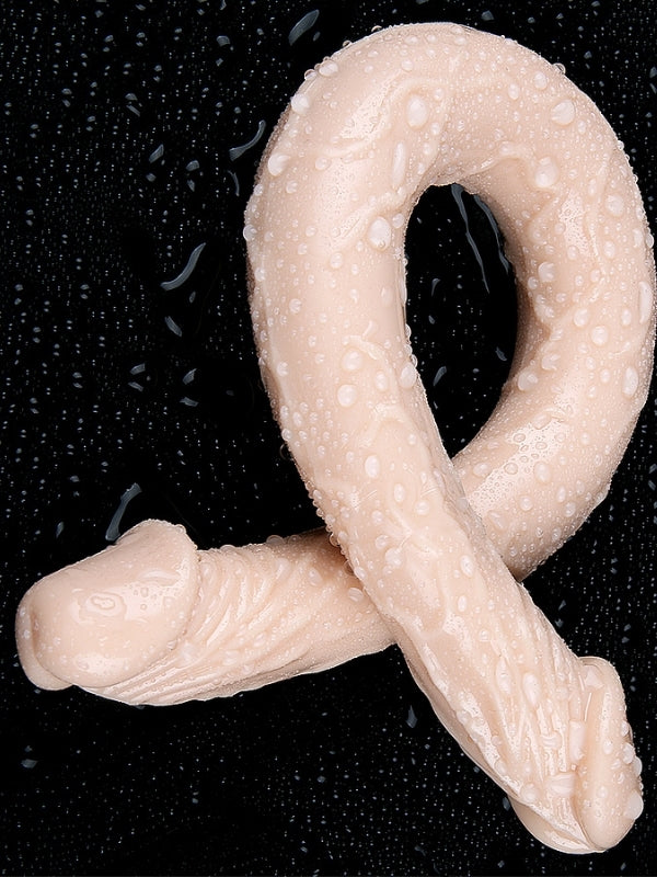 Censan Çift Taraflı Esnek Dildo 40 cm – Gerçekçi Dokulu Ten Renk - C-S011