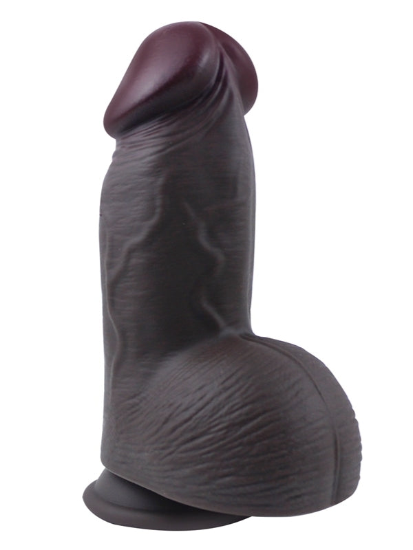 Censan Gerçekçi Tasarımlı Geniş Çaplı Vakum Tabanlı Silikon Dildo 21 cm Siyah - C-YQWS-075