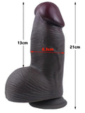 Censan Gerçekçi Tasarımlı Geniş Çaplı Vakum Tabanlı Silikon Dildo 21 cm Siyah - C-YQWS-075
