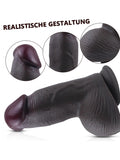 Censan Gerçekçi Tasarımlı Geniş Çaplı Vakum Tabanlı Silikon Dildo 21 cm Siyah - C-YQWS-075