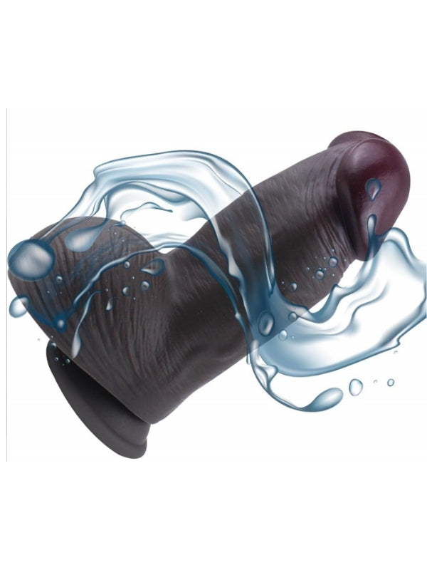 Censan Gerçekçi Tasarımlı Geniş Çaplı Vakum Tabanlı Silikon Dildo 21 cm Siyah - C-YQWS-075