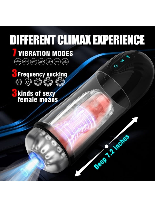 Censan İnleme Sesli ve Titreşimli Otomatik Modern Suni Vajina Mastürbatör – 7 Modlu Dönebilen, USB Şarjlı - C-8232