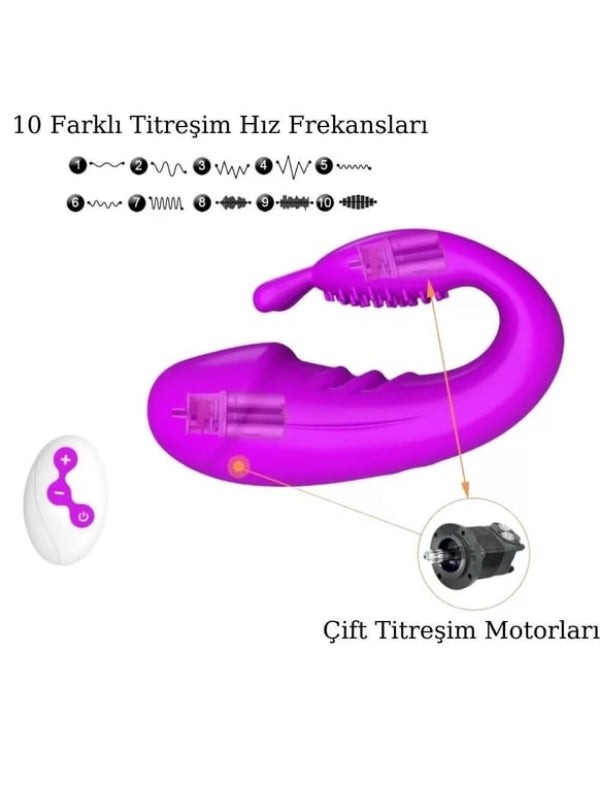 Censan Kablosuz Kumandalı Şarjlı 2 in 1 Giyilebilir Rabbit Mini Vibratör - C-7679