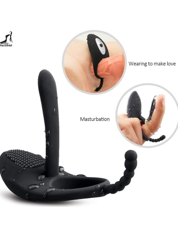 Censan Love Glow Love Desire 3’ü 1 Arada Klitoris, Anal ve Vajinal Uyarıcı – Titreşimli Testis ve Penis Halkası - C-7660