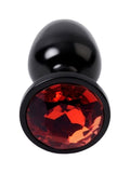Censan Metal Anal Plug, Metal, siyah, kırmızı kristalli, 7,2 cm, Ø2,8 cm, 50 g - C-T717007-59