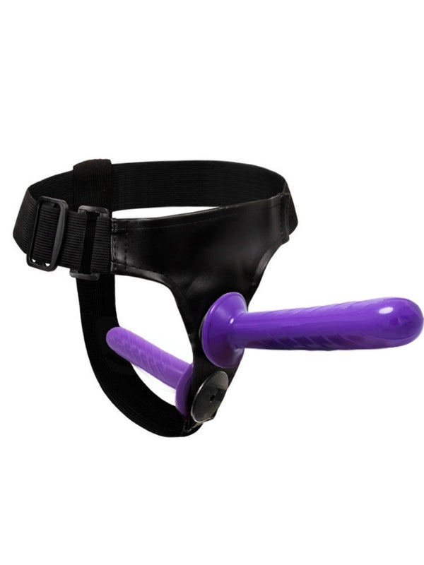 Censan Mor Double Dong Titreşimli Belden Bağlamalı Çift Taraflı Bisex Dildo Vibratör model 2 - C-7676