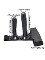 Censan Siyah Double Dong Titreşimli Belden Bağlamalı Çift Taraflı Bisex Dildo Vibratör - C-7674