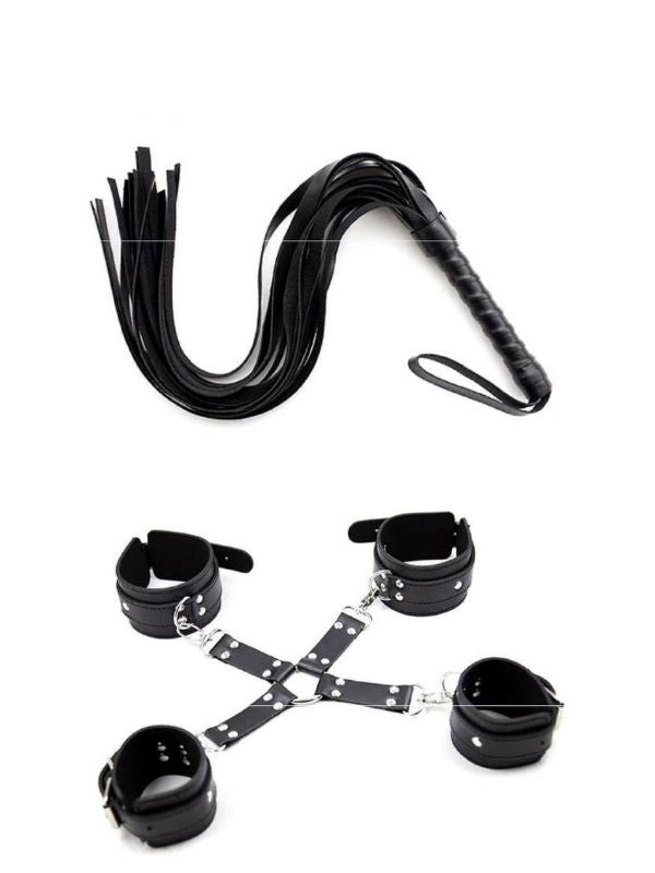 Censan Siyah Kelepçe Kırbaç Set - C-MM0613
