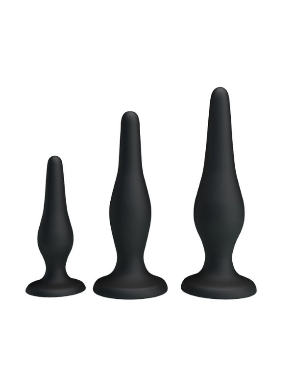 Censan Siyah Silikon Anal Tıkaç Set - C-BI014456H