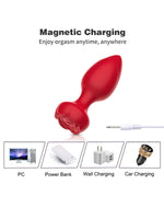 Censan Telefon Kontrollü Full Covered Rubber Rose Anal Plug – Siyah - C-7649S
