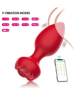 Censan Telefon Kontrollü Full Covered Rubber Rose Anal Plug – Siyah - C-7649S