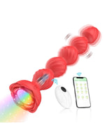 Censan Telefon Kontrollü Haley Rose Pulled Beads Anal Plug – Kırmızı - C-7650K