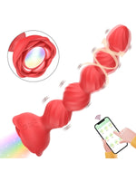 Censan Telefon Kontrollü Haley Rose Pulled Beads Anal Plug – Kırmızı - C-7650K
