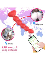Censan Telefon Kontrollü Haley Rose Pulled Beads Anal Plug – Kırmızı - C-7650K